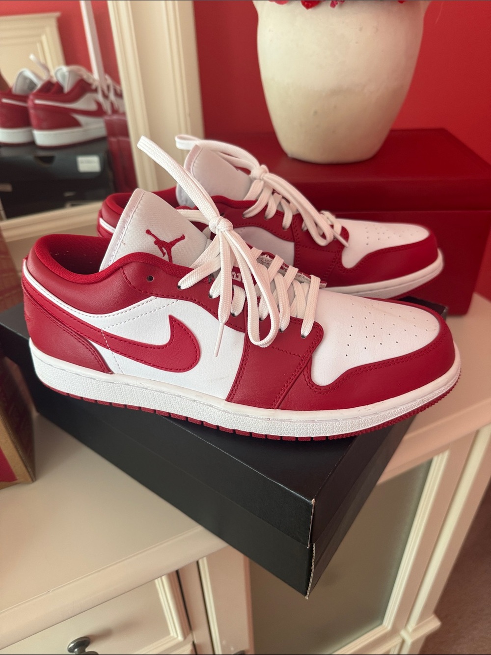 Jordan Men’s Low-Top Sneaker in Red/White